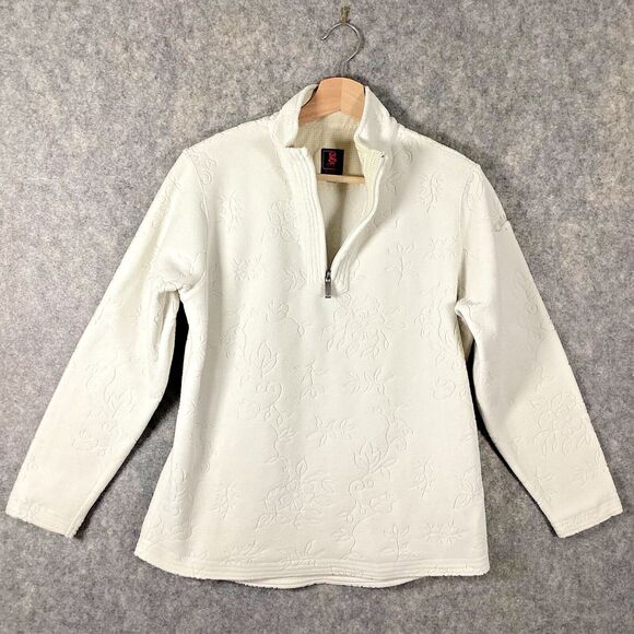 Gear For Sports Women’s Fleece Floral Cream 1/4 Zip Pullover Size Small Golf Top - Picture 4 of 16